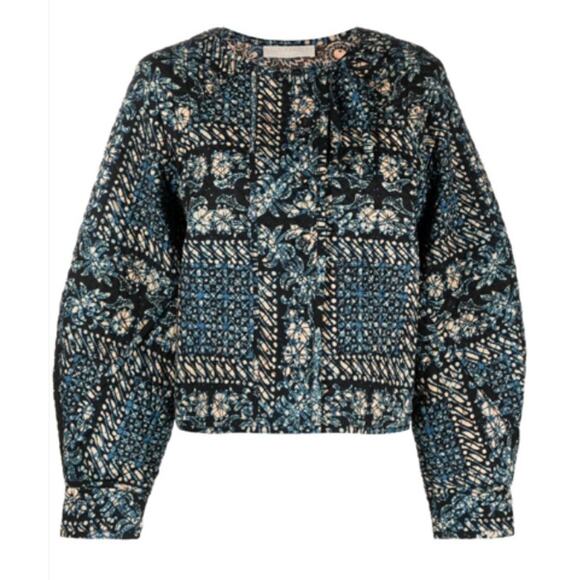 Ulla Johnson Seema Bandana Copped Jacket In Azure - Picture 3 of 11